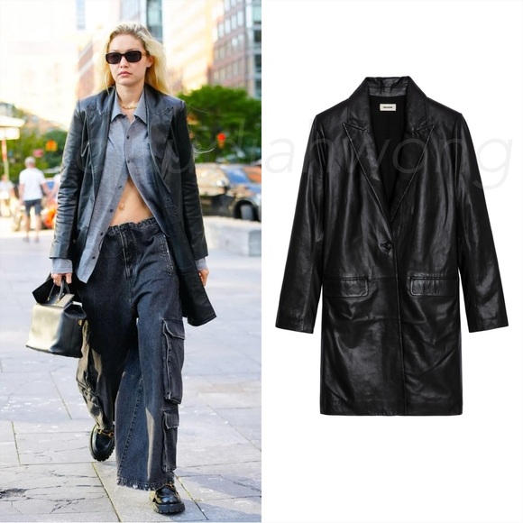ZADIG & VOLTAIRE Monarque Lamb Leather Coat in Black